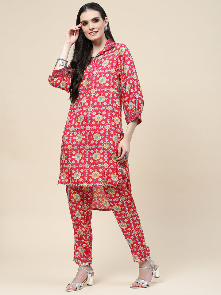 Printed Cotton Kurti With Pants