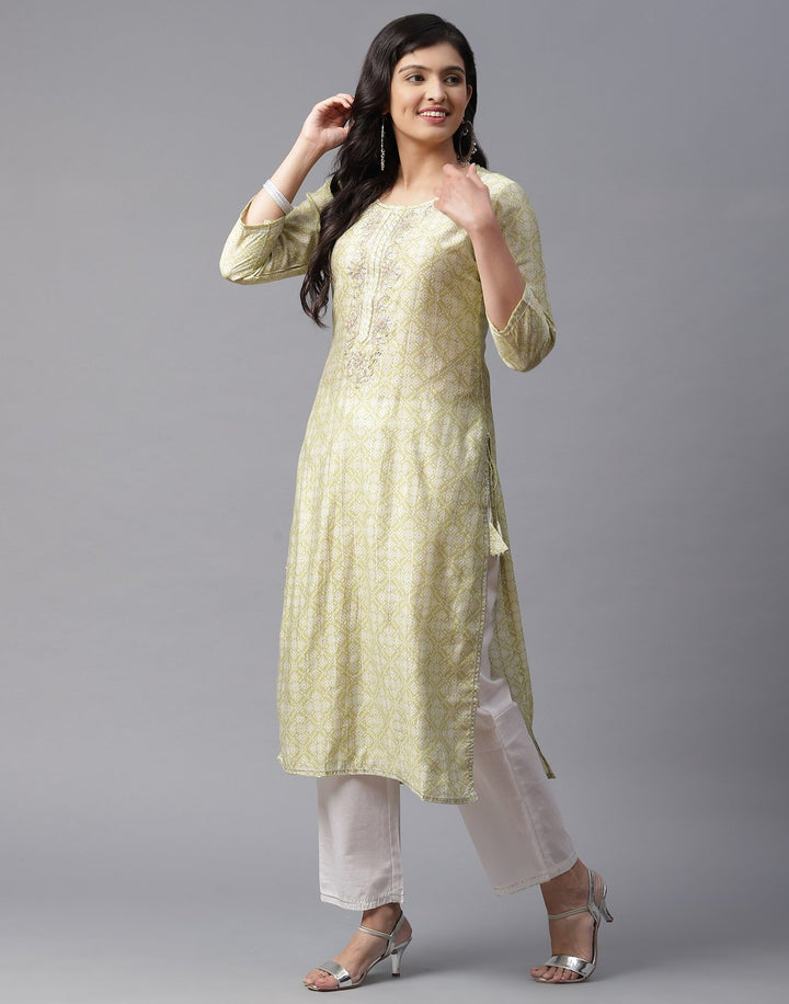 Printed Kurti Pant Set with Gota Work