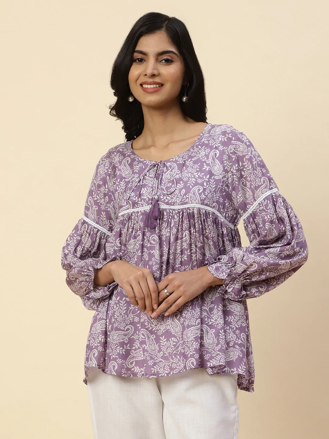Floral Printed Muslin Kurta