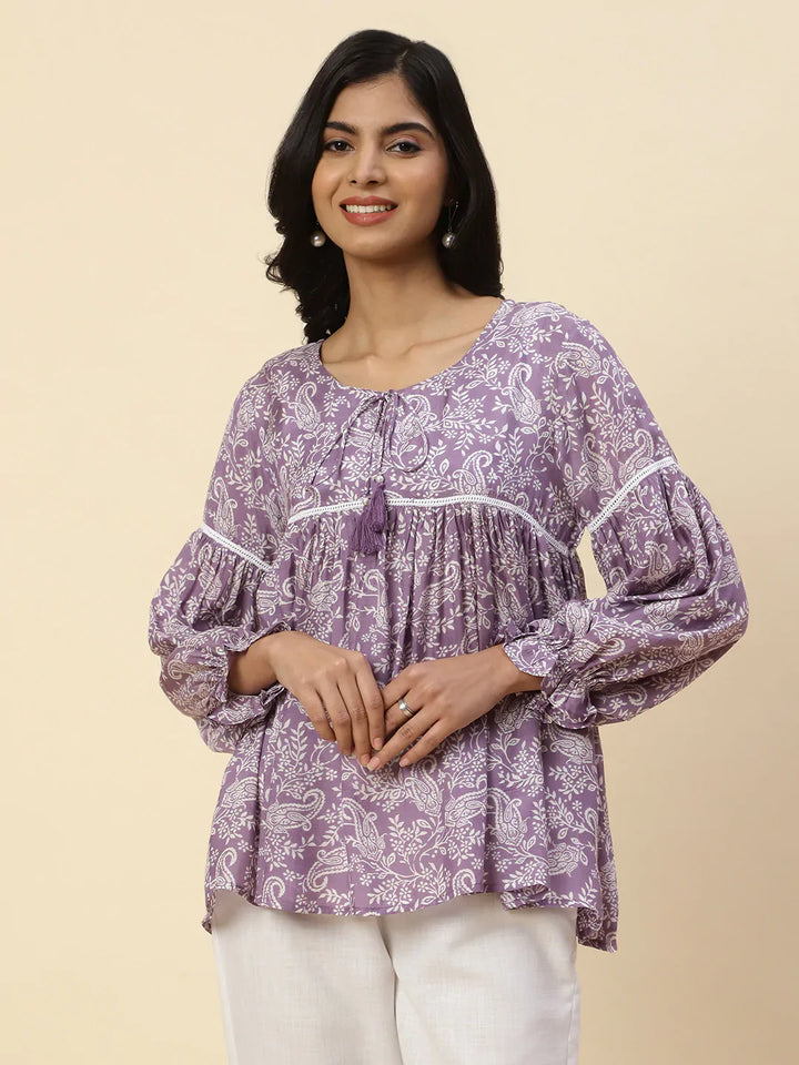 Floral Printed Muslin Kurta