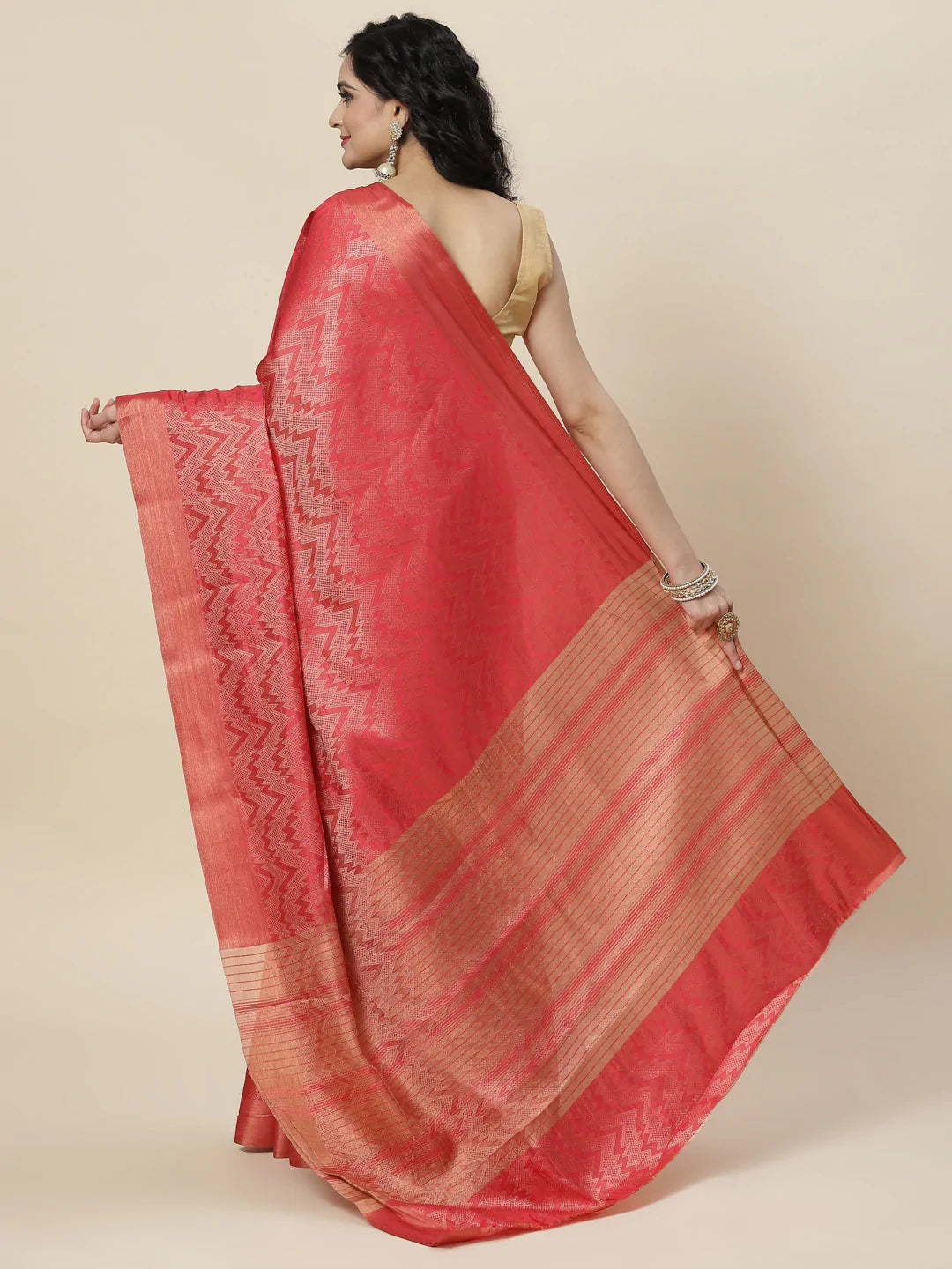 Brocade Zari Jaal Handloom Woven Saree