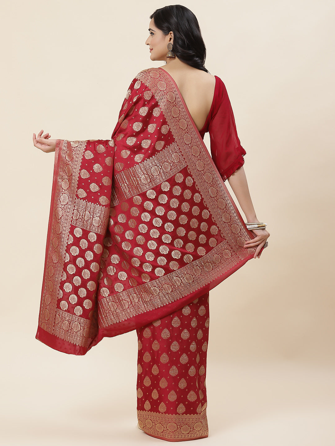 Zari Border Plain Georgette Saree
