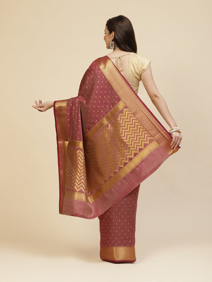 Zari Border Booti Handloom Woven Saree
