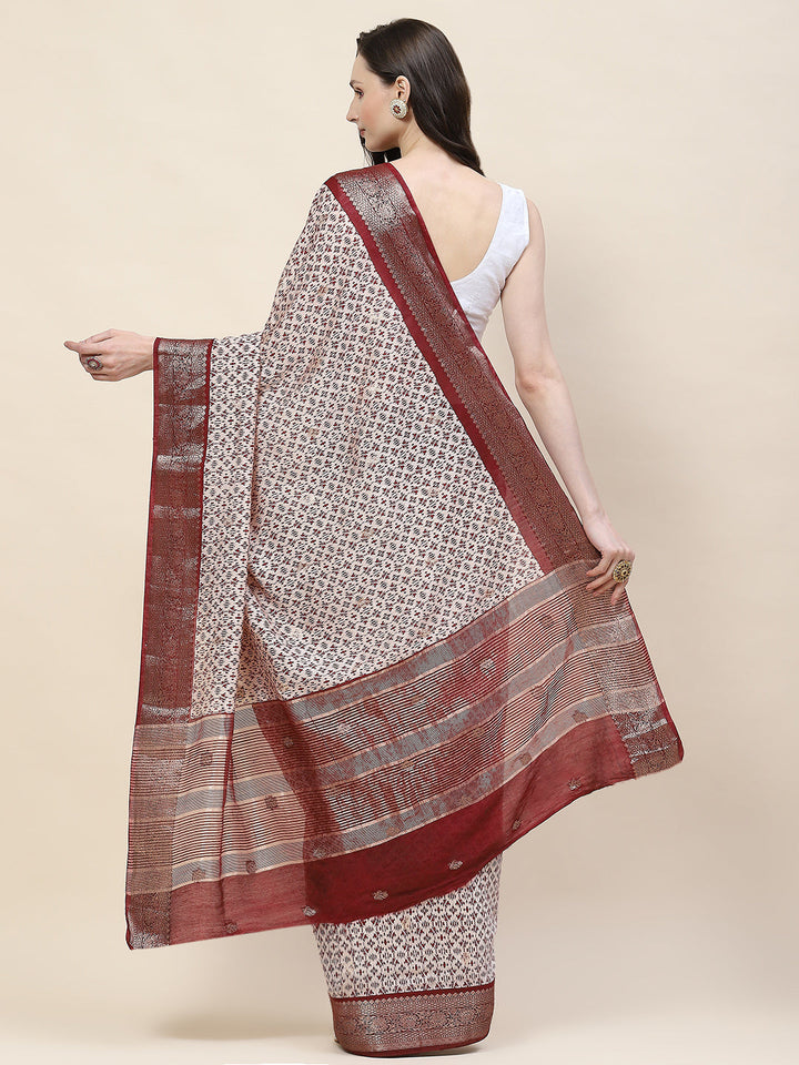 Abstract Printed Handloom Saree