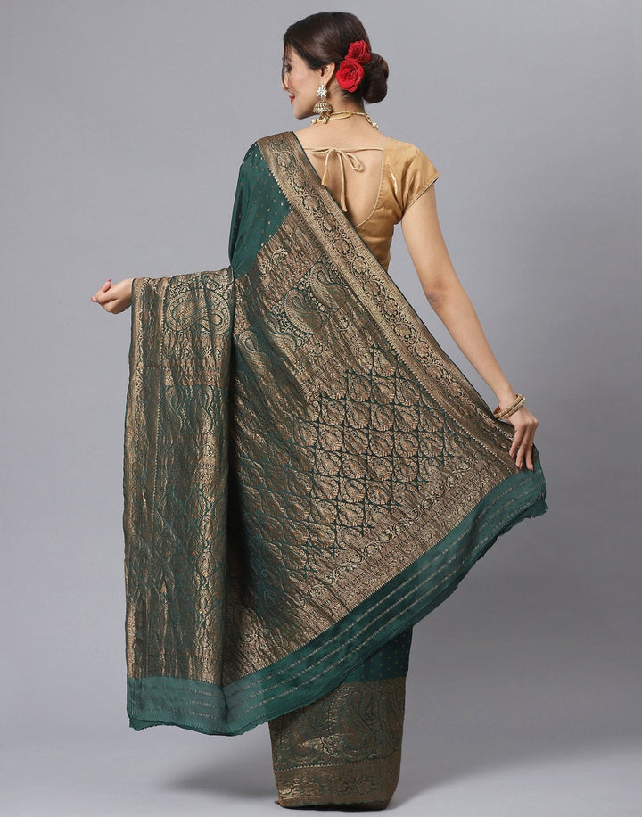 MBZ Meena Bazaar-Zari Border Booti Crepe Saree