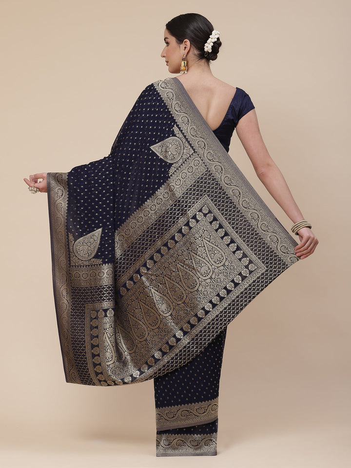 Booti Work Georgette Plain Saree