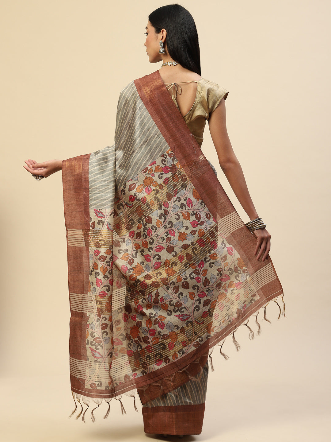 Kalamkari Printed Tussar Saree