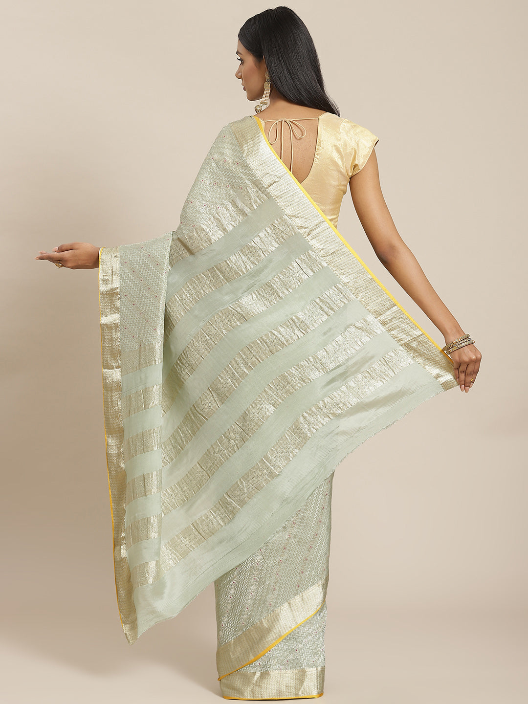 Brocade Zari Jaal Crepe Plain Saree