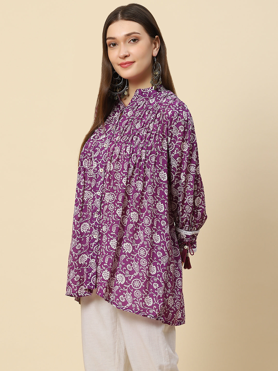 Floral Printed Muslin Kurta