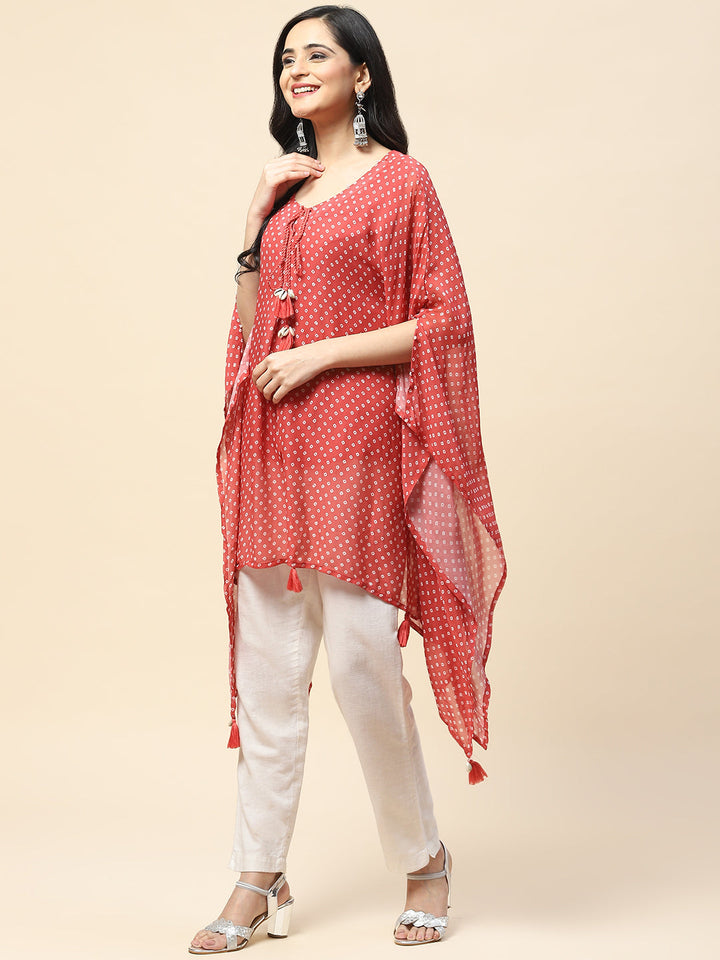 Printed Georgette Kaftan Kurti With Inner