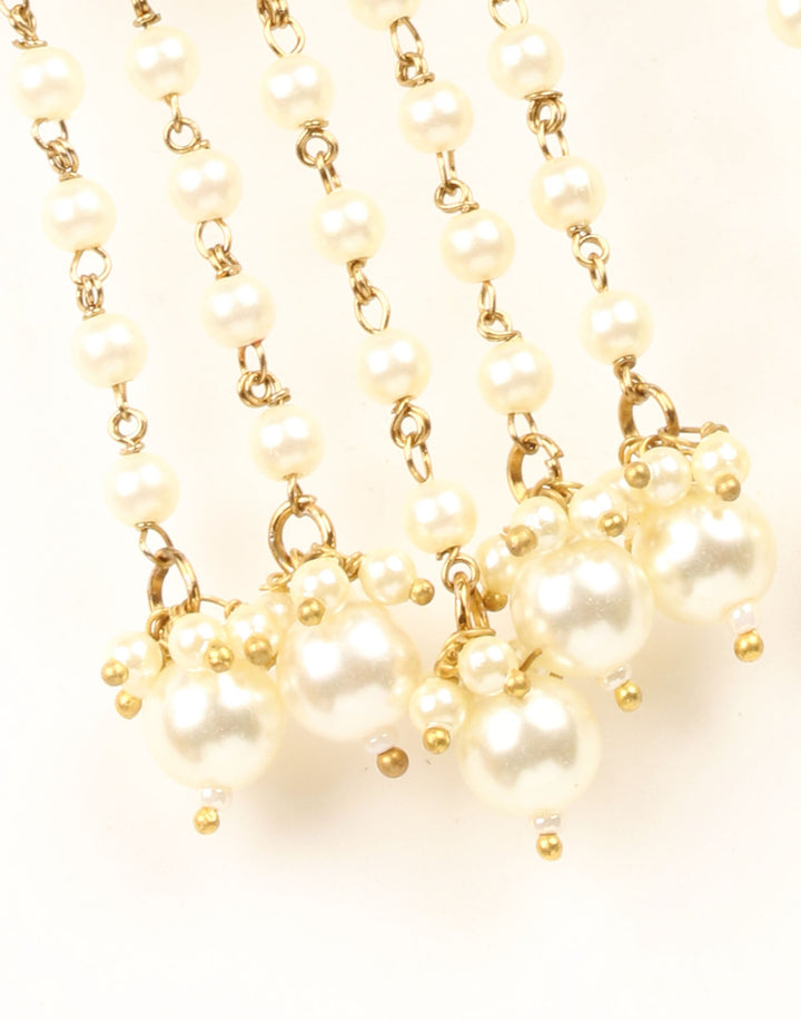 Golden Pearl And Stone Earring