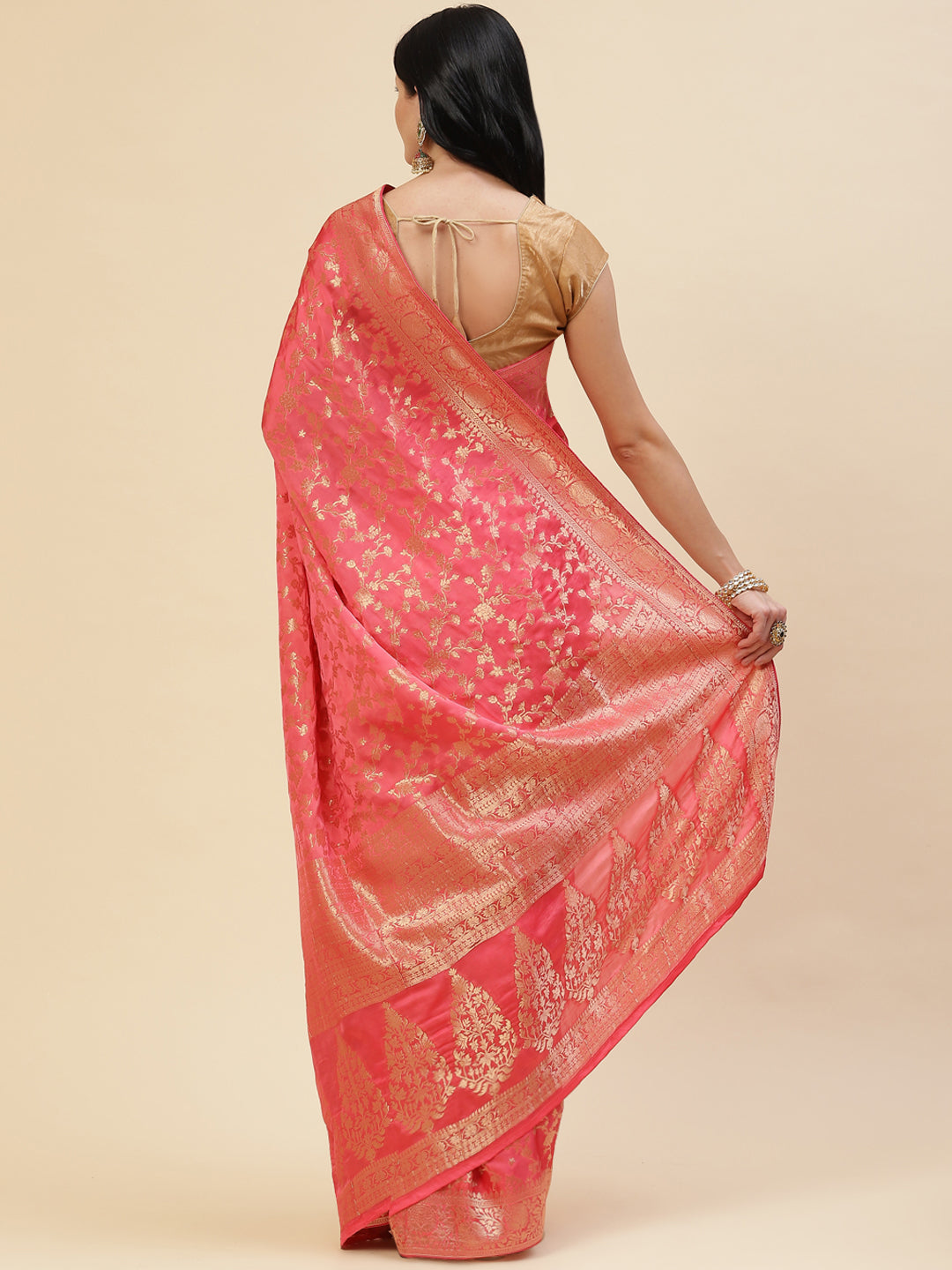Zari Jaal Satin Woven Saree