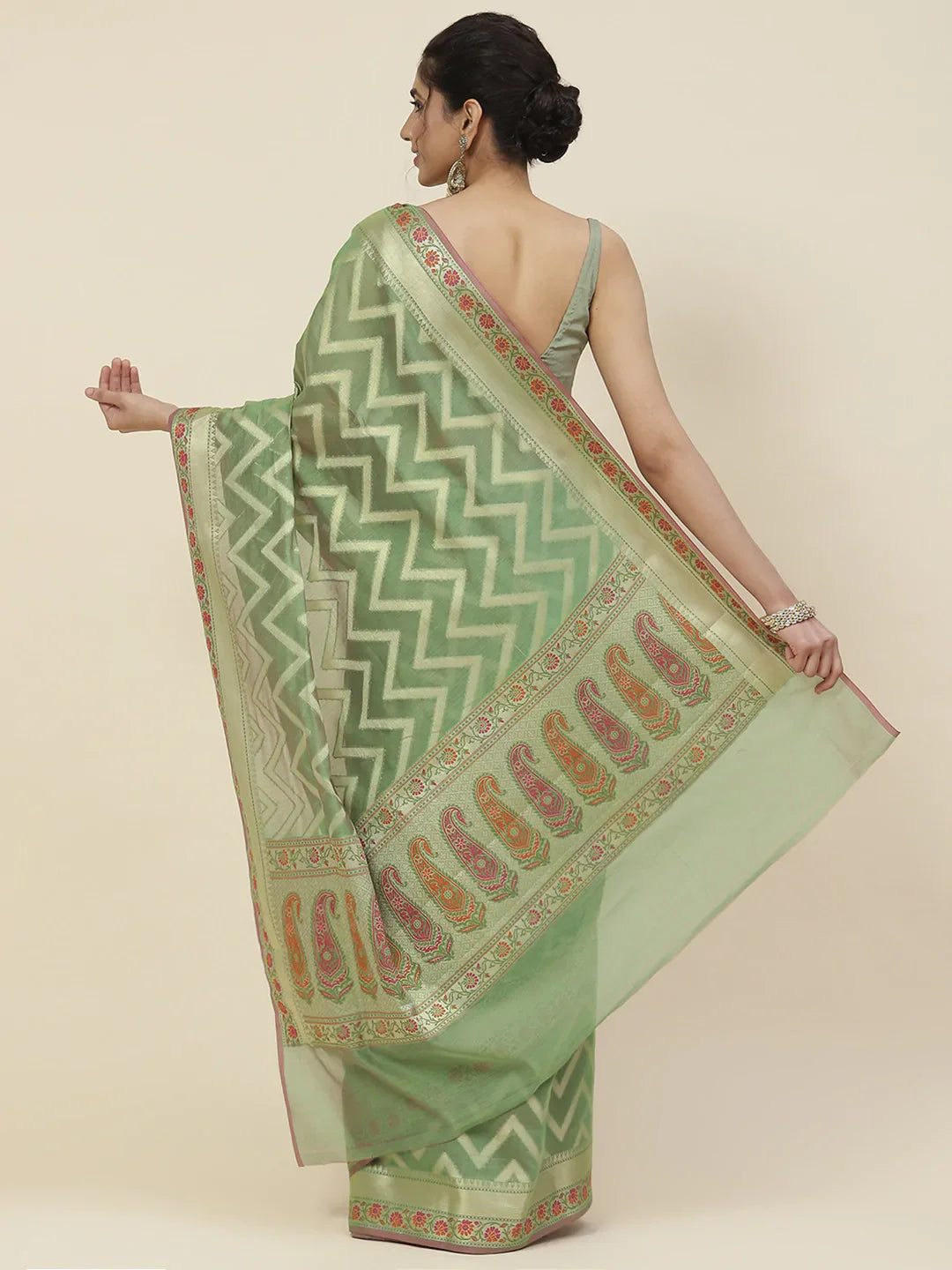 Zig Zag Cotton Woven Saree