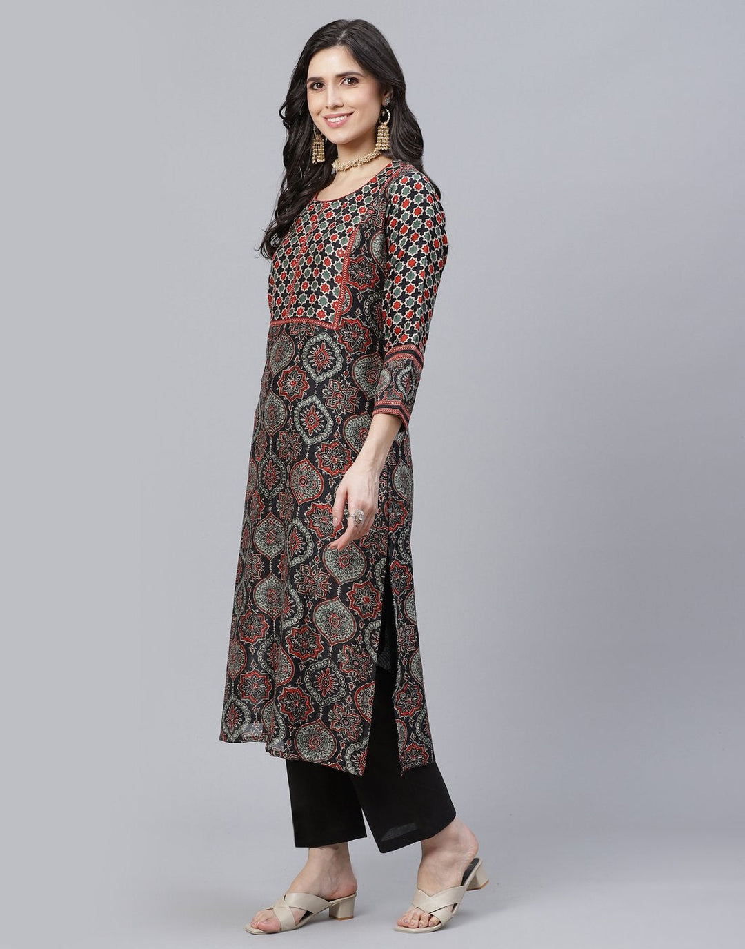 Printed Chanderi Kurti with Pant