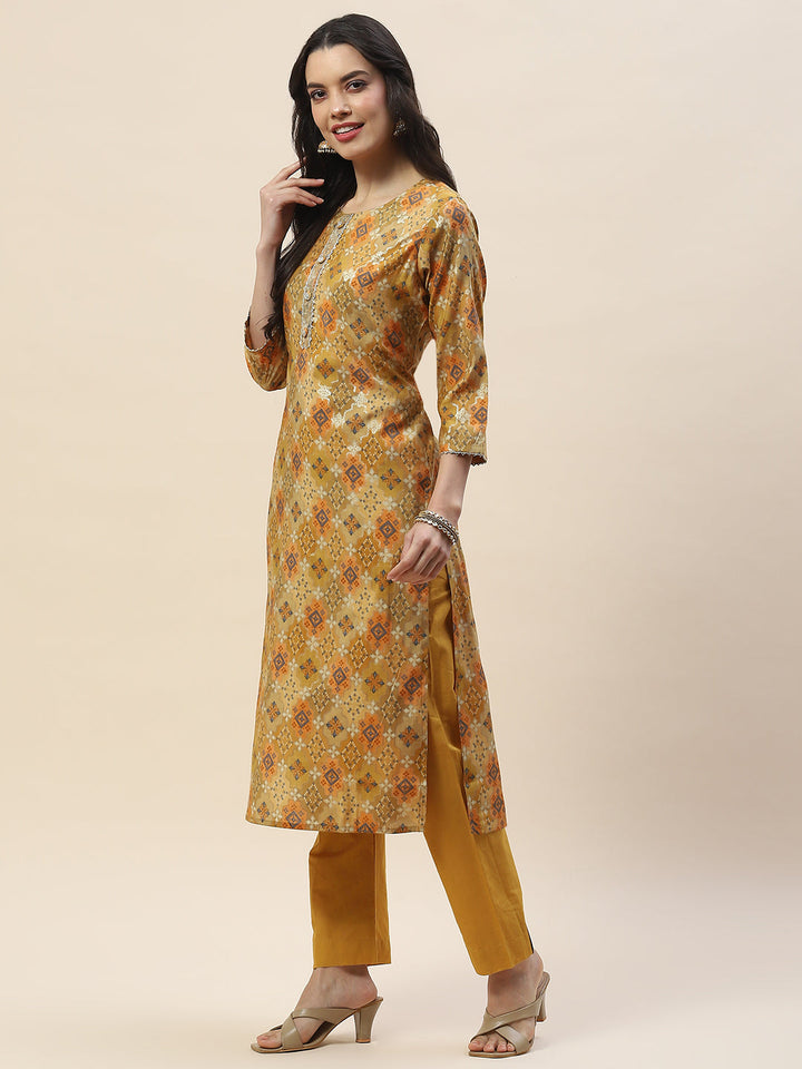 Printed Muslin Straight Kurta
