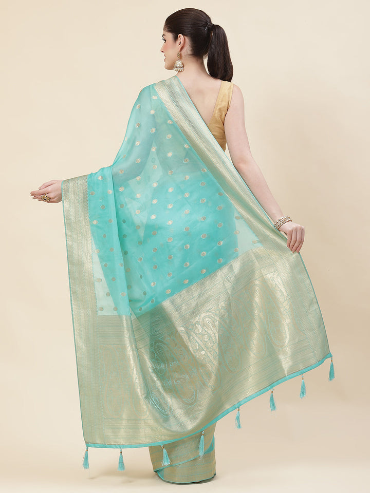 Zari Booti Organza Woven Saree