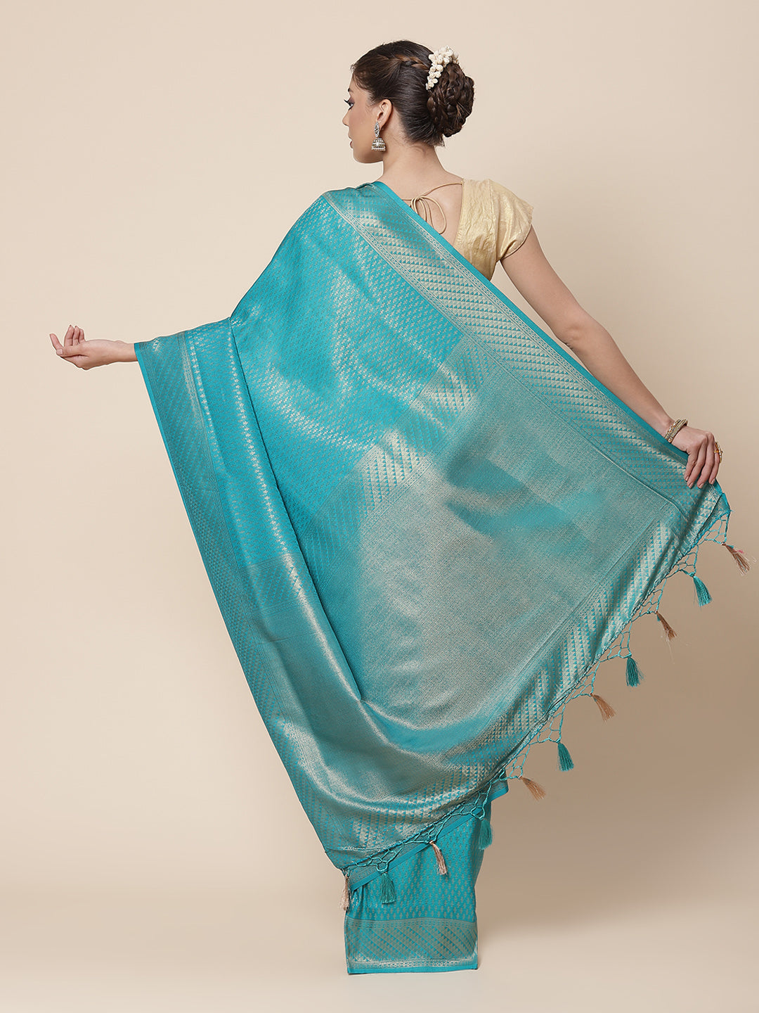 Brocade Zari Jaal Art Handloom Woven Saree