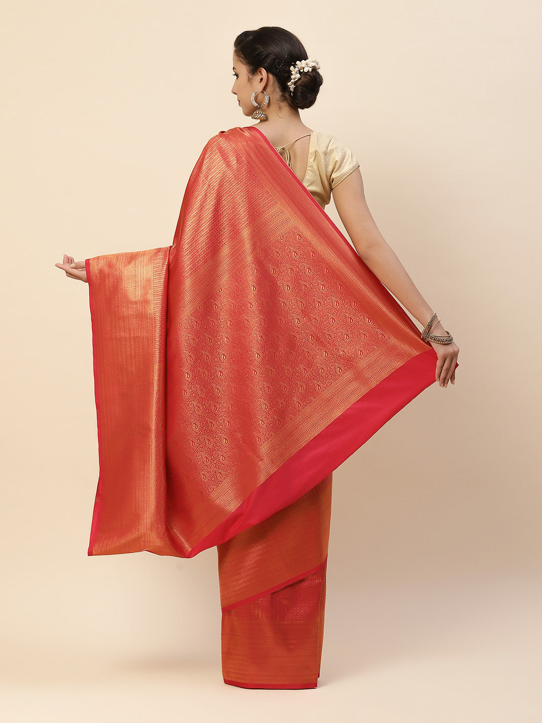 Brocade Zari Zaal Art Handloom Woven Saree