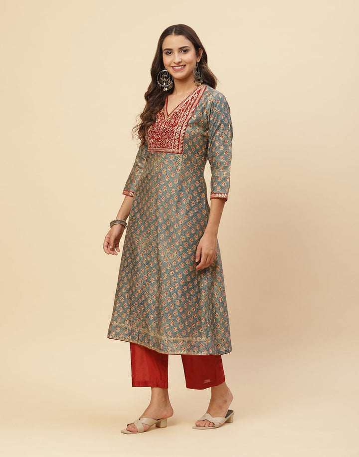 Printed Cotton Anarkali Kurti With Pant