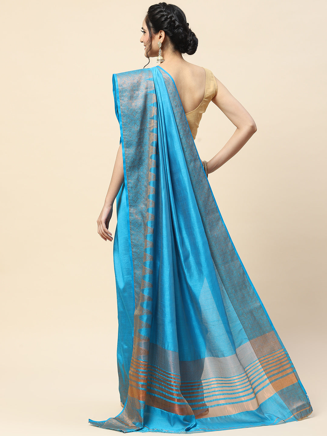 Plain Zari Border Handloom Woven Saree