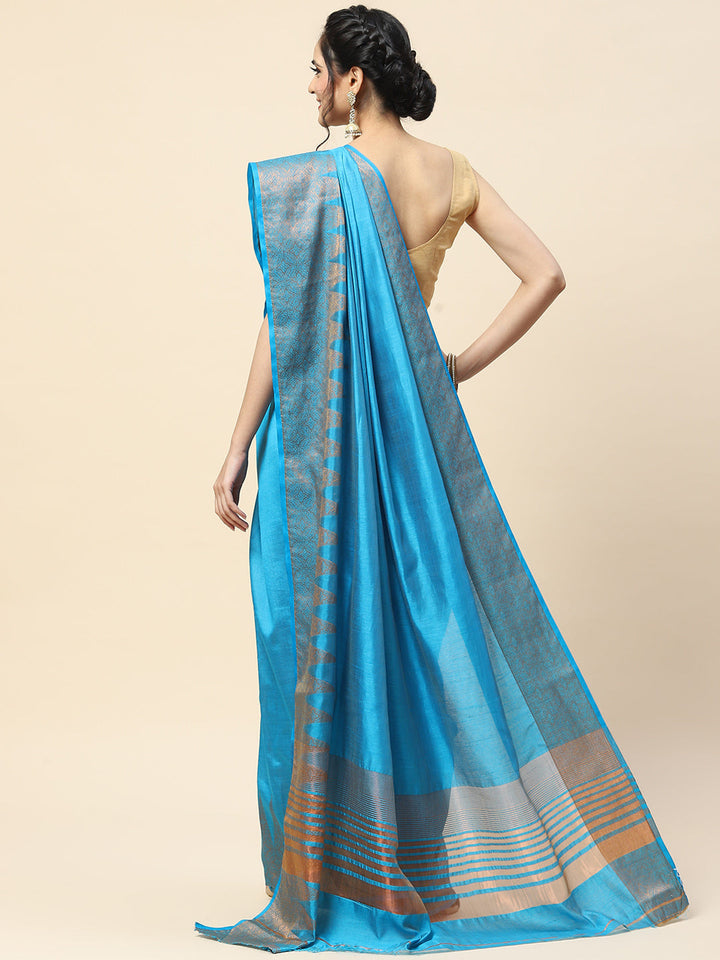 Plain Zari Border Handloom Woven Saree