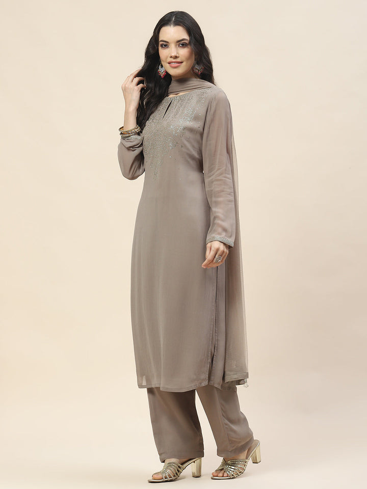 Georgette Suit Set With Net Dupatta