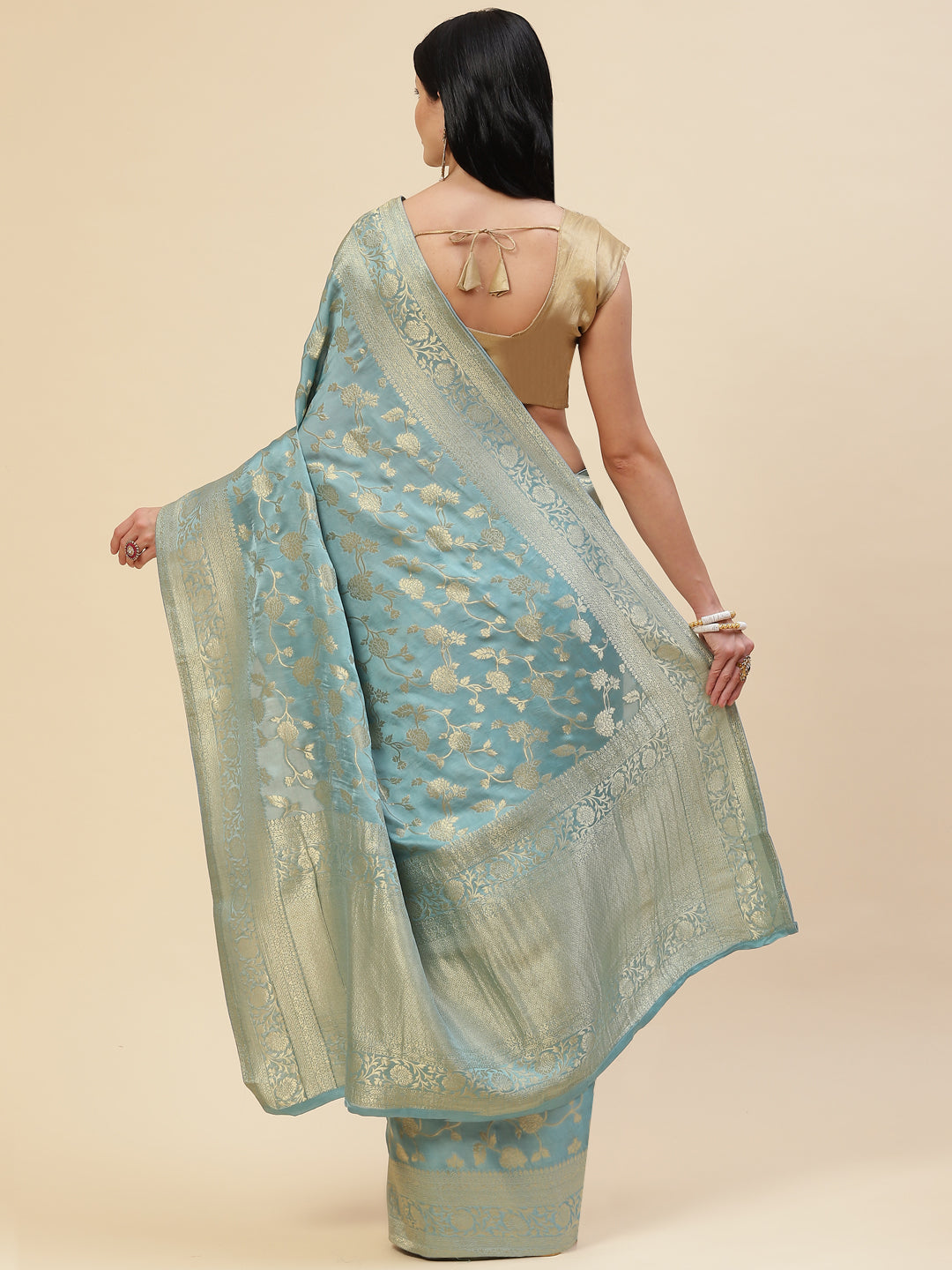 Zari Jaal Satin Woven Saree