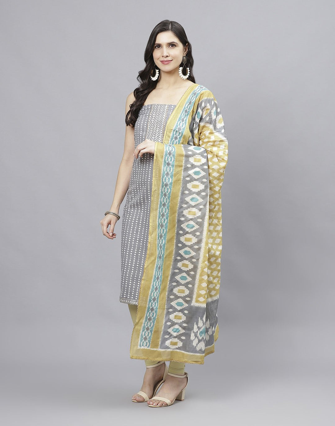 Printed Cotton Suit Piece With Dupatta
