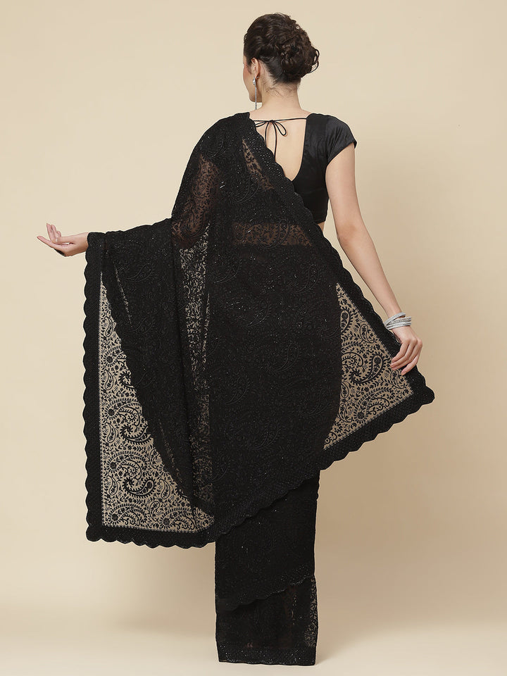 Resham Jaal Embroidered Chiffon Saree
