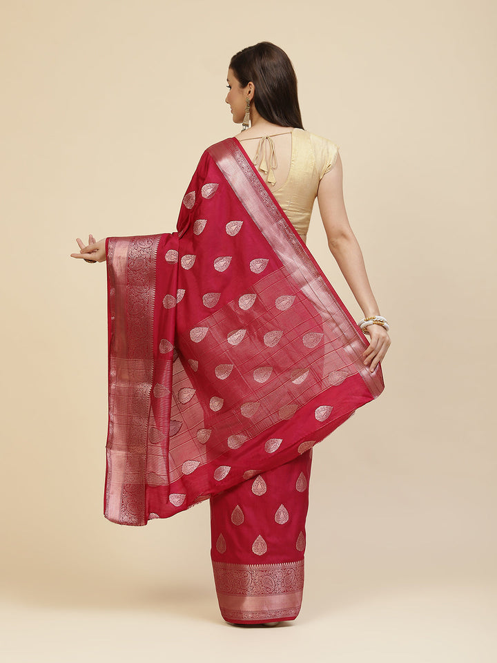 Zari Border Booti Handloom Woven Saree