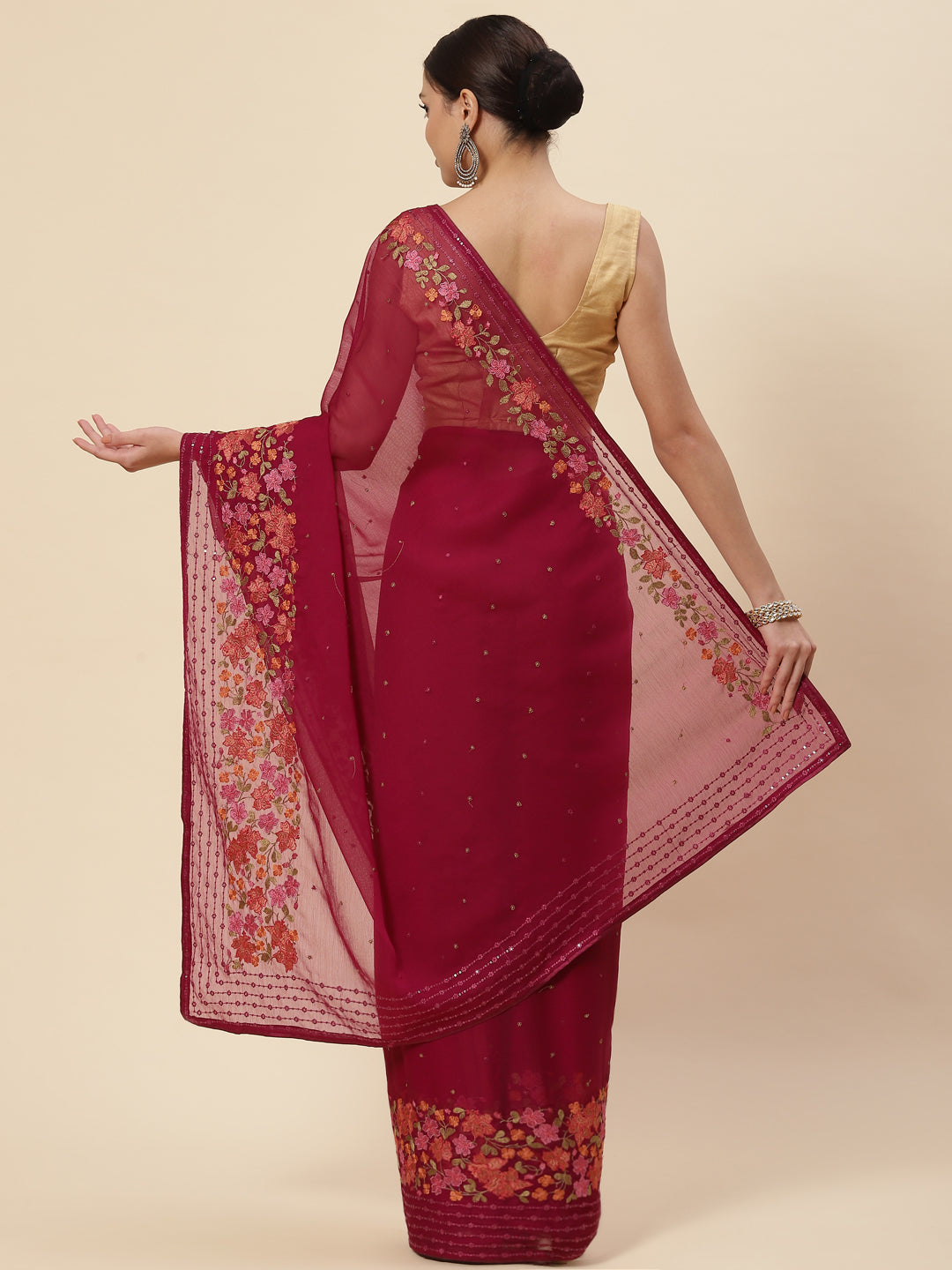 Resham Floral Jaal Chiffon Saree
