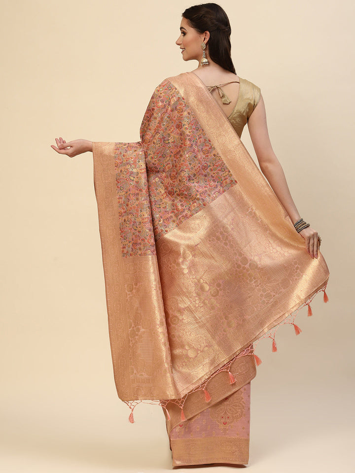 Floral Zari Jaal Handloom Woven Saree