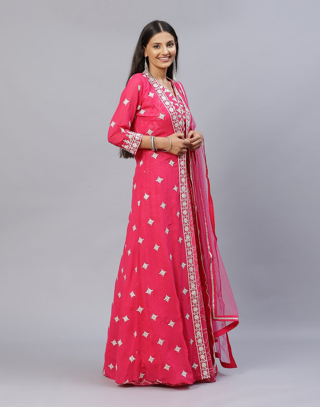 GEORGETTE BANDHEJ LEHANGA WITH GEORGETTE JACKET