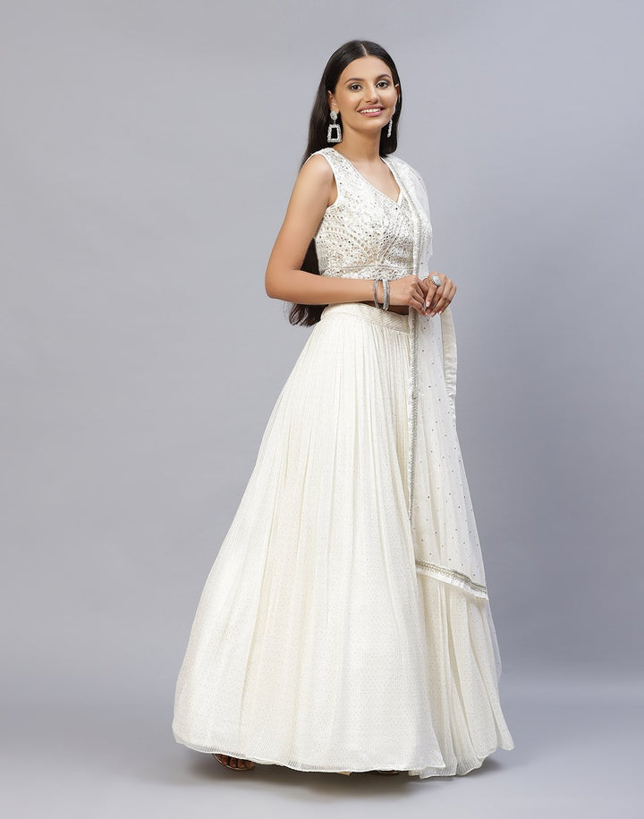 GEORGETTE SEQUENCE LEHANGA WITH NET DUPATTA