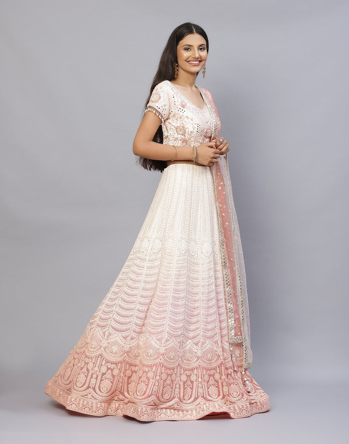 GEORGETTE THREAD WORK OMRE SHADED LEHANGA