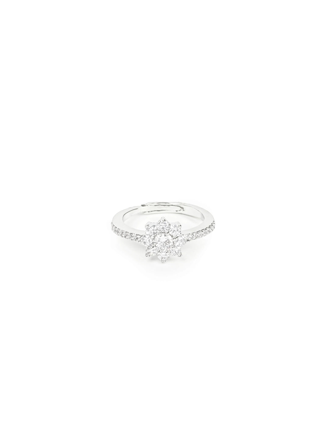 Silver &amp; White AD Stone Ring