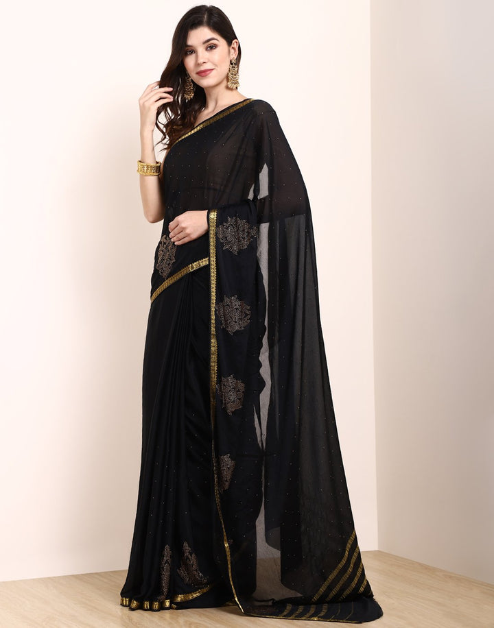 Black Art Crepe Saree
