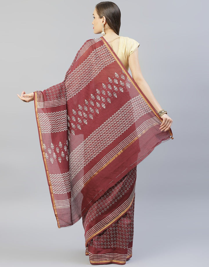 Printed Cotton Chanderi Saree