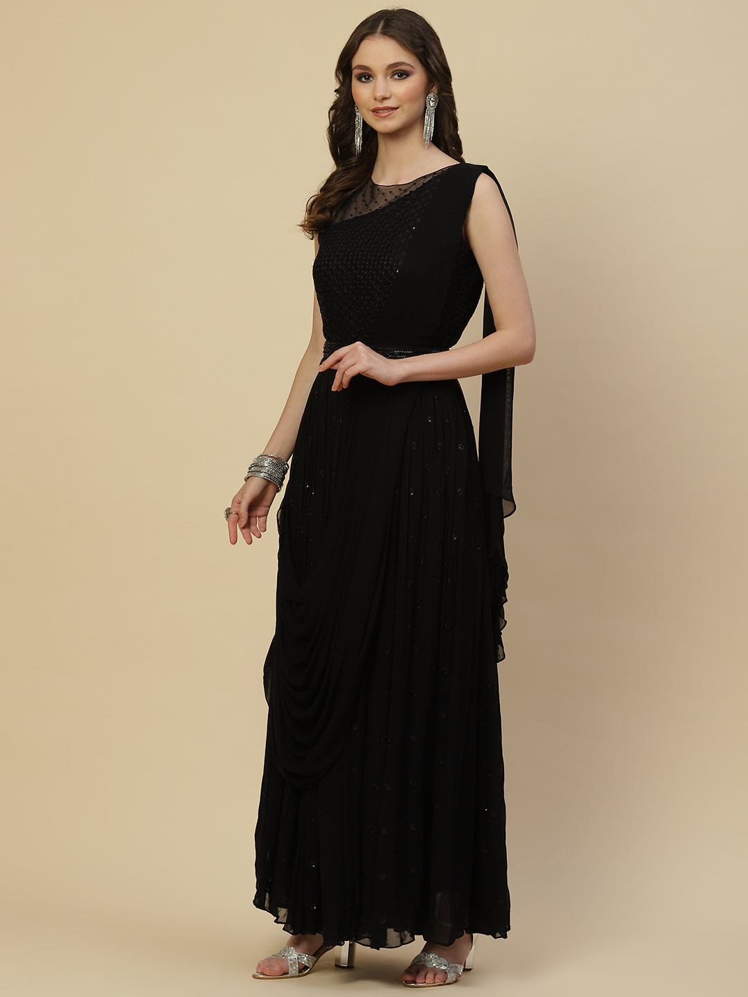 Resham Booti Georgette Gown Dress