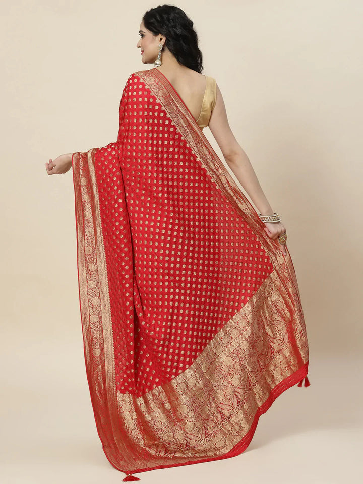 Zari Booti Satin Woven Saree