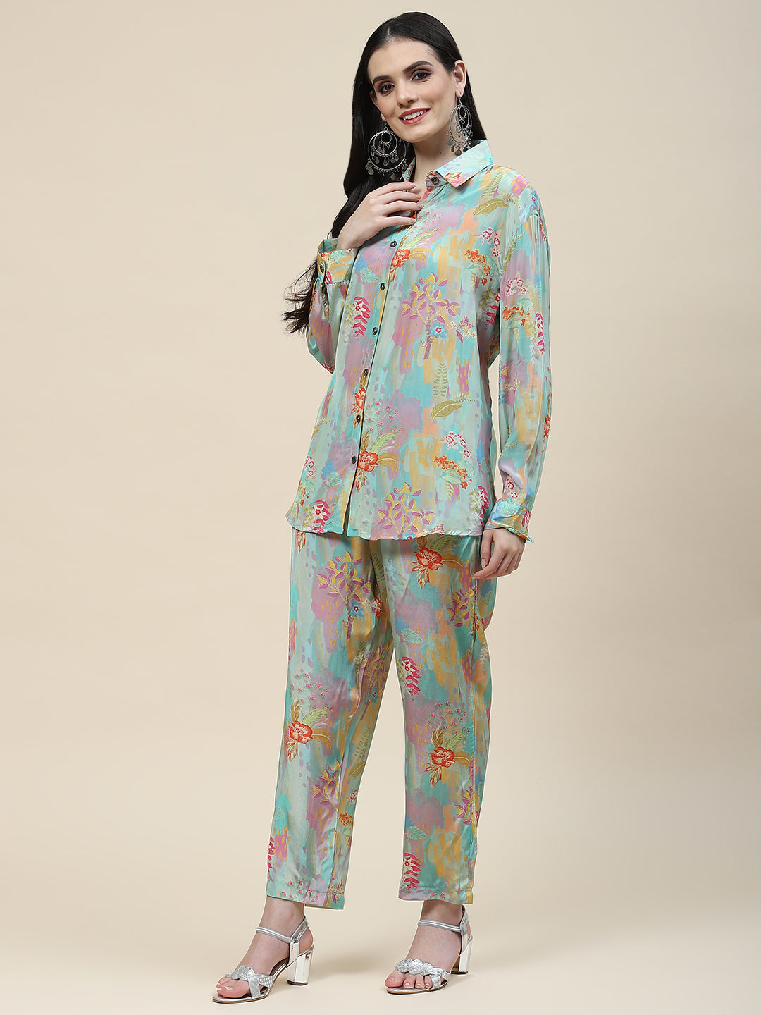 Printed Crepe Kurti With Pants