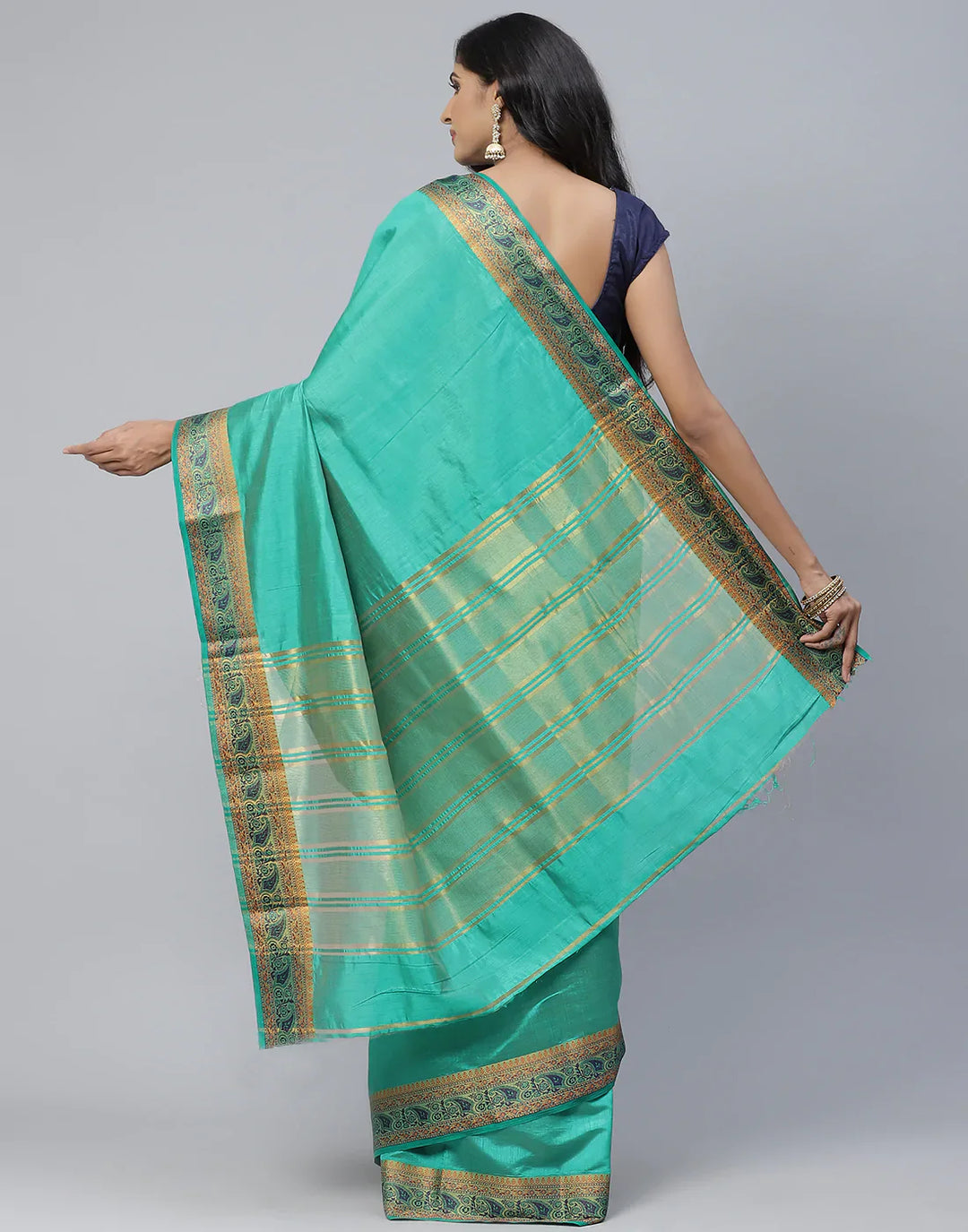 Plain Zari Border Handloom Woven Saree