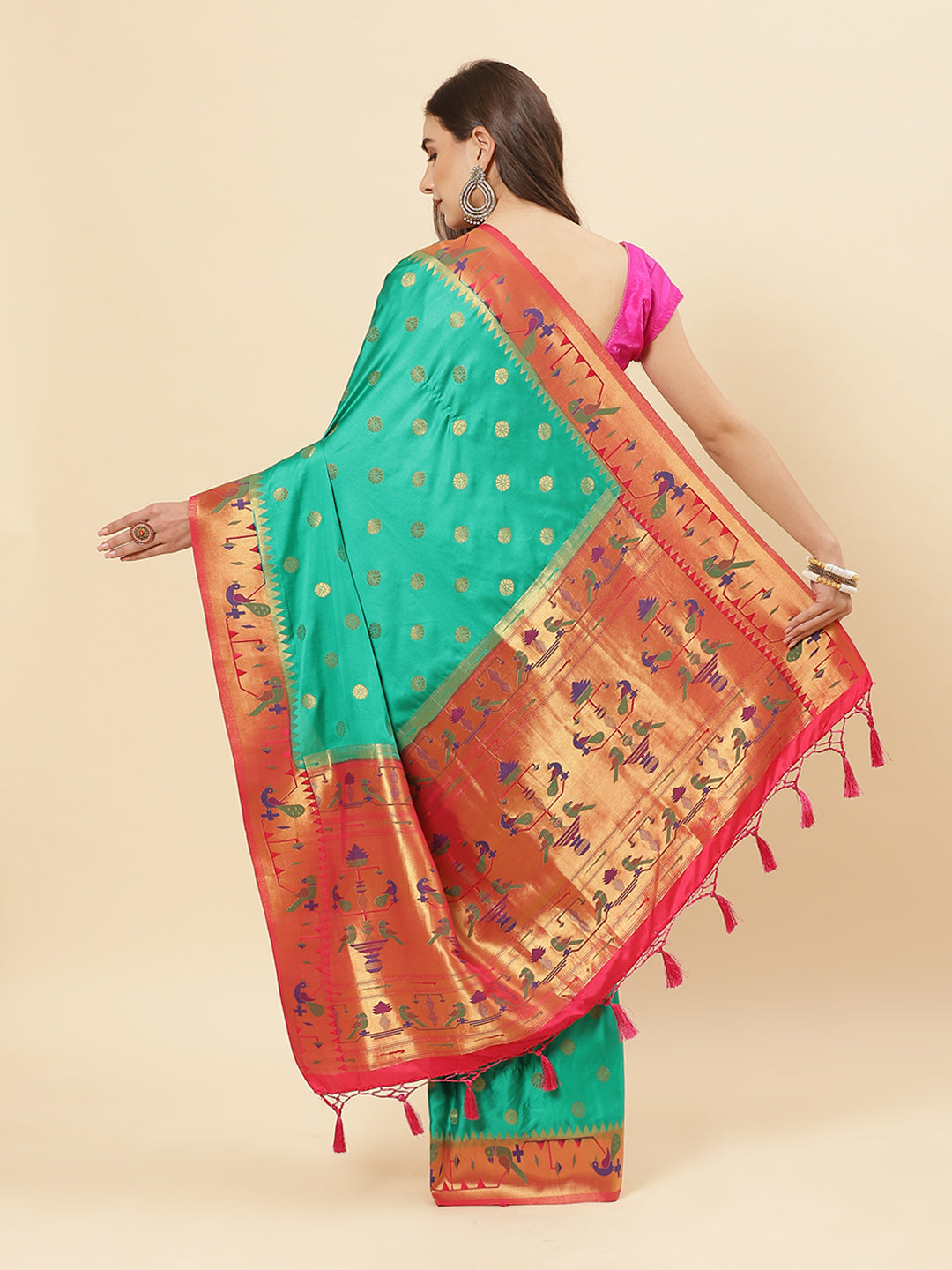 Paithani Silk Saree With Contrast Blouse