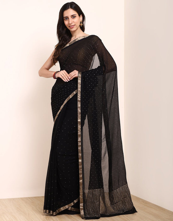 MBZ Meena Bazaar-Maroon Chiffon Saree