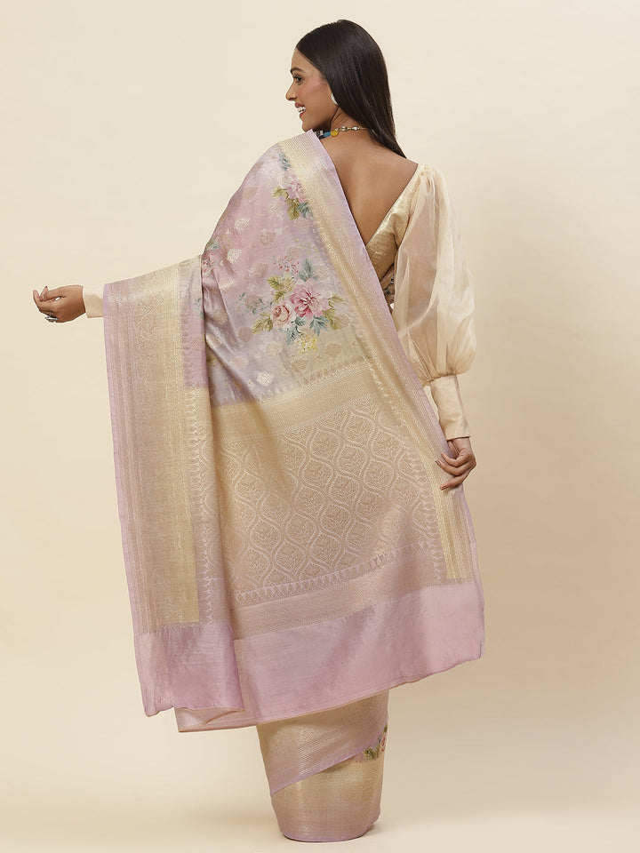 Digital Floral Printed Tussar Saree