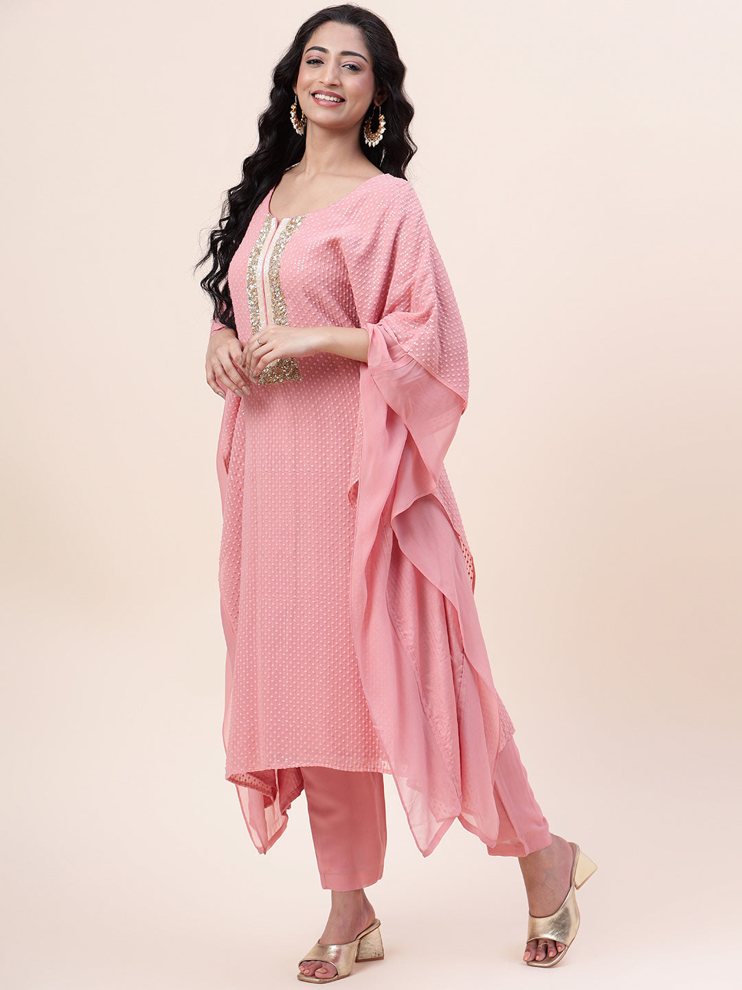 Embroidered Georgette Kurta With Palazzo