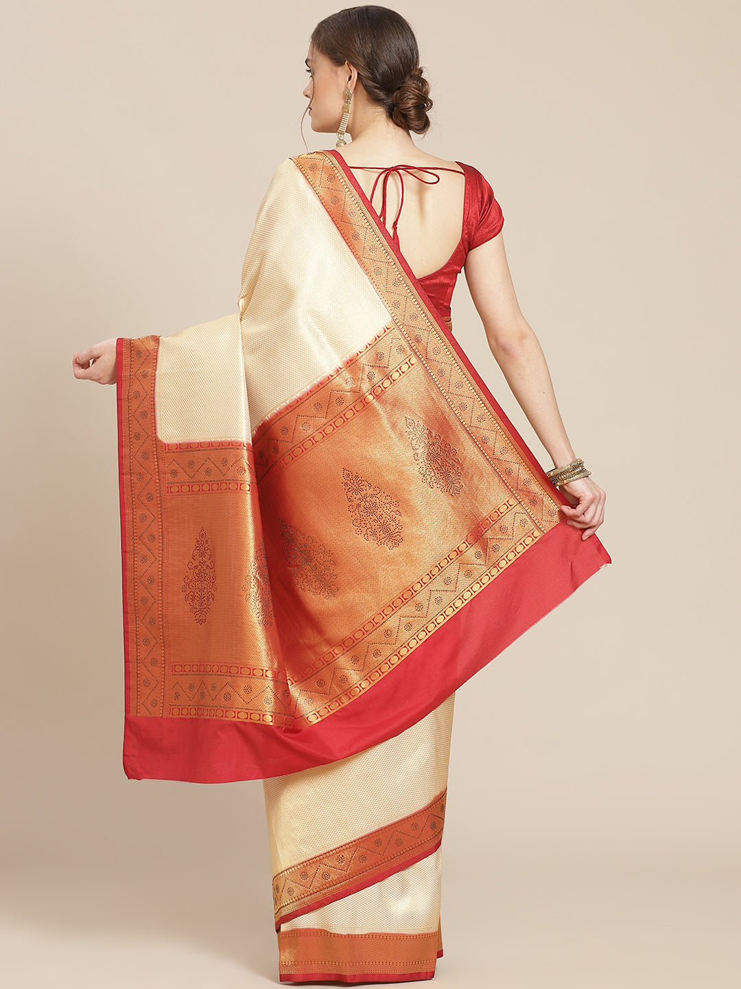 Brocade Art Handloom Saree with Stone Booti