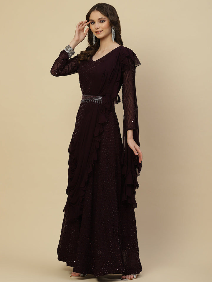 Sequin Georgette Gown Dress