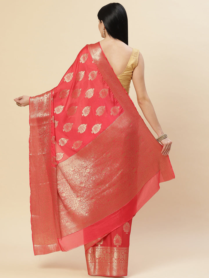 Zari Booti Crepe Plain Saree