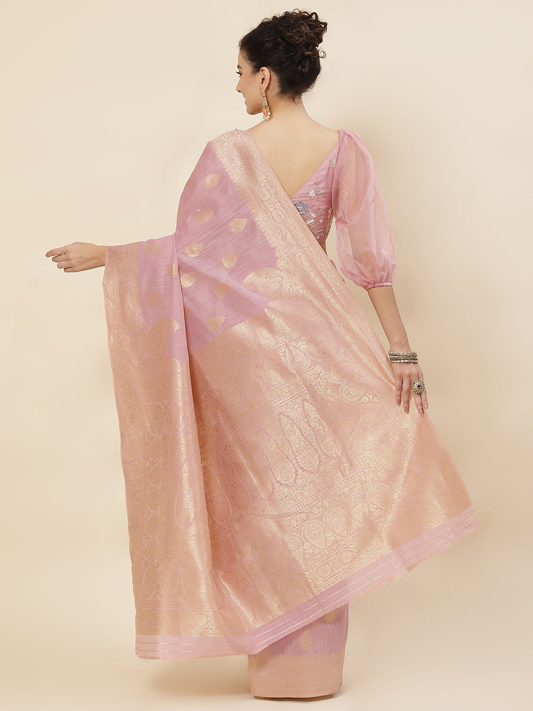 Zari Booti Woven Cotton Saree